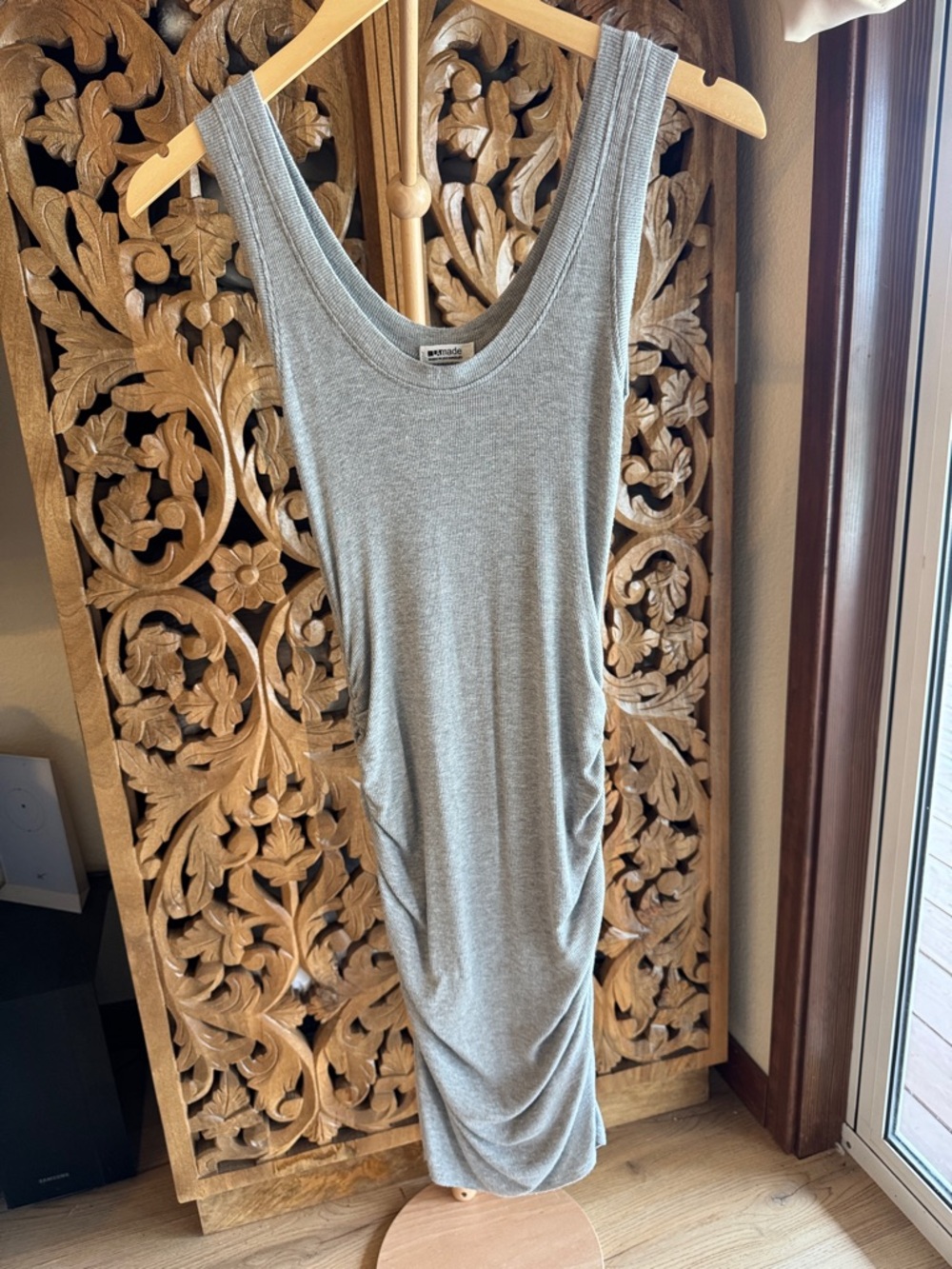 LAmade Grey Sleeveless Ruched Tank Dress
